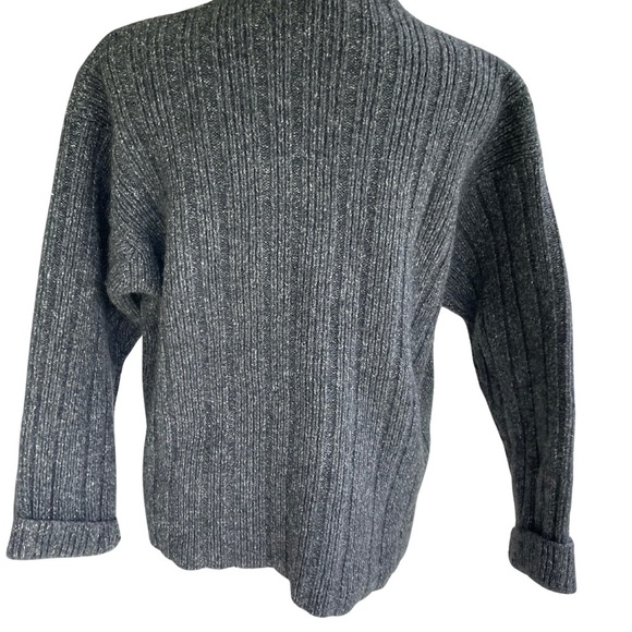 J. Crew Charcoal V-Neck Sweater 75% Wool & Silk Blend, Thick and Warm. - Picture 2 of 10